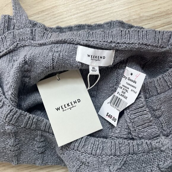 WEEKEND Los Angeles Cable Knit Crop Tank Top Size XL Gray Sweater Vest Layering - Picture 5 of 8